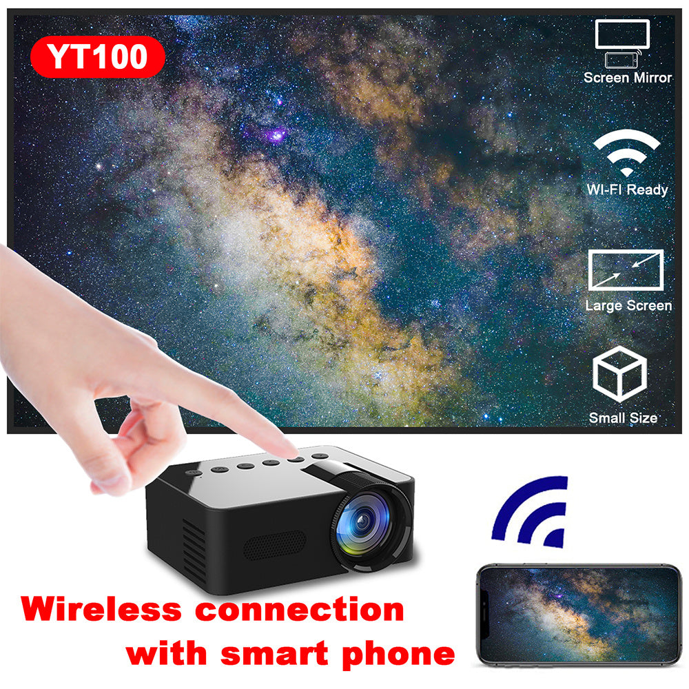 ✨ Projecteur Mini Portable YT100 – Cinéma HD sans fil à la maison et sur téléphone