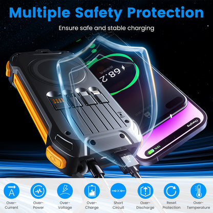 ✨ Power Bank Solaire 49800mAh – Charge Rapide PD 22.5W, Sans Fil 15W, Lampe LED Intégrée