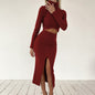 Hip Hugging Split Skirt Casual Set