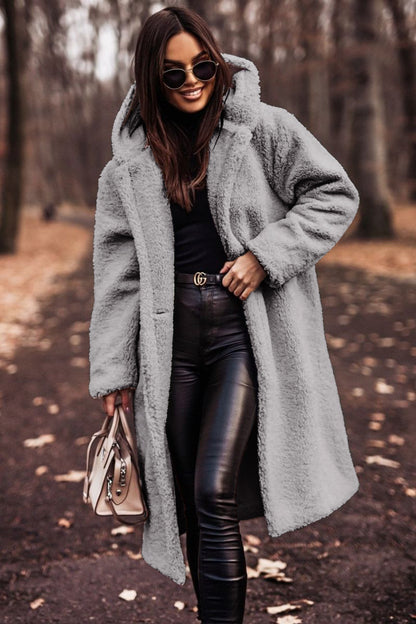 ✨ Manteau Long Femme Automne-Hiver – Teddy Douillet en Fausse Laine, Élégant et Chaud